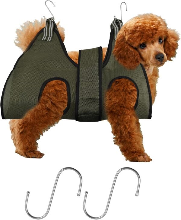 Granvoo Hamac de Toilettage pour Chat et Chien, Petit Sac de Retenue de Toilettage pour Animaux de Compagnie, Support de Toilettage pour Animal Domestique pour Coupe des Ongles (XS, Armée Verte)