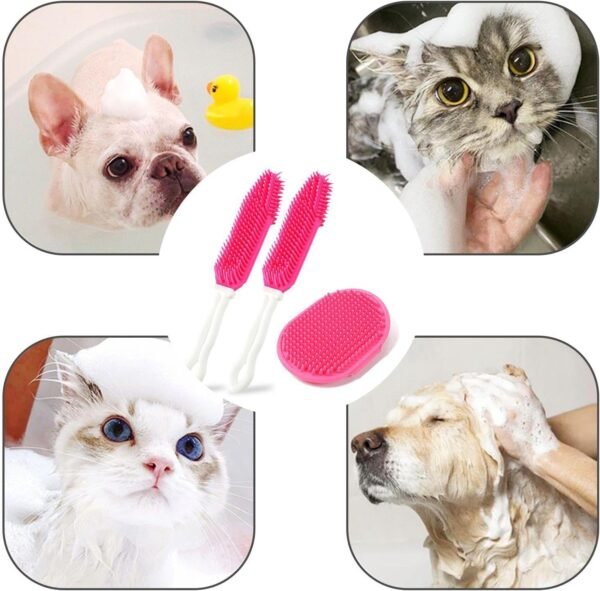 CWPFVQA 2 Brosses pour Animaux De Compagnie À Long Manche, 1 Brosse De Massage pour Animaux De Compagnie, Brosse De Toilettage pour Animaux De Compagnie, Brosse Douce pour Animaux De Compagnie – Image 3
