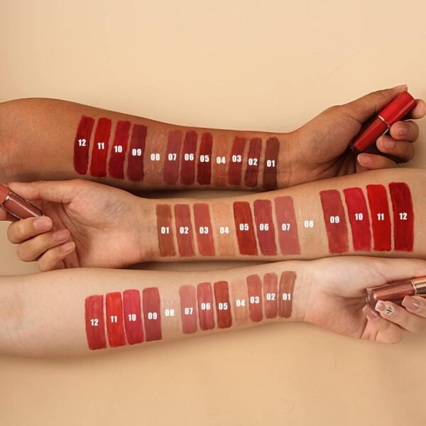 Beliky Girl Ensemble de maquillage rouge à lèvres, pigments intenses, cadeau pour les lèvres longue durée imperméable (12 couleurs) - cadeaux femmes – Image 6