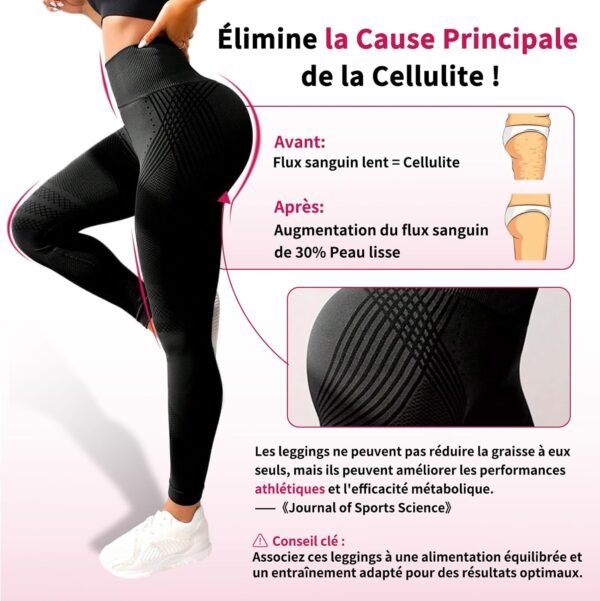 Leggings Anti Cellulite 3D Femme Original, Legging Anti-Cellulite à Compression 3 D, Minceur Taille Haute sans Couture, Pantalon de Sport Yoga Fitness Push-Up Sculptant – Image 3