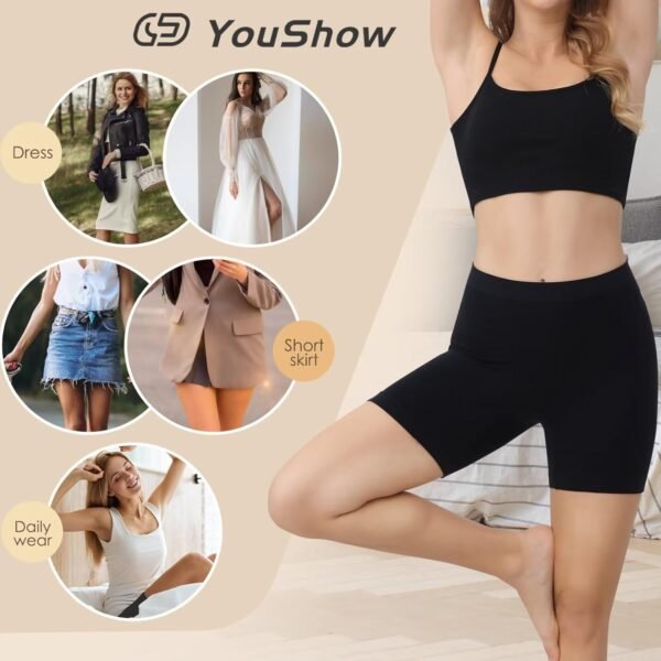 YouShow Lot de 3 Shorty Femme sous Jupe Douce Boxer Short Sécurité Legging Court sans Couture – Image 6