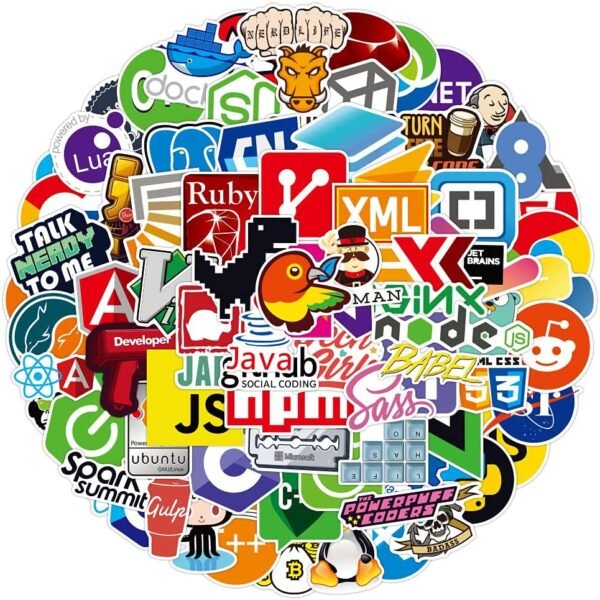 Tacomexi Les Autocollants 108Pcs pour Le langage de Programmation de développeur incluent Le Logo Informatique, C++, Python, Linux, Swift, pour Les Geeks, Les ingénieurs, Les Geeks, Les codeurs – Image 3