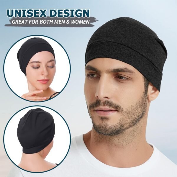 EINSKEY Bonnet de Nuit Homme Femme, 100% Coton Léger Fin Skull Cap pour Sport, Chimio, Cancer, Sommeil, Casque Moto – Image 3