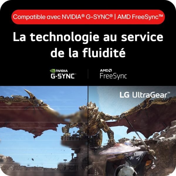 LG Ultragear™ 27GS75Q-B.AEU Ecran PC Gaming 27" - Dalle IPS résolution QHD (2560x1440), 1ms 180Hz (200Hz O/C), sRGB99% (CIE1931), AMD FreeSync, Compatible NVIDIA G-Sync – Image 5