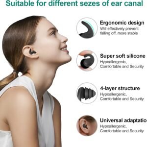 Alternative view of Bouchons d'oreille de Natation, 3 Paires de Bouchons d'oreilles en Silicone Réutilisables et Imperméables pour le surf et autres sports nautiques