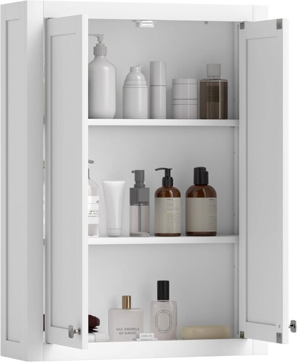 HOMCOM Meuble de Salle de Bain, Meuble de Salle de Bain Moderne à Fixer au Dessus des Toilettes avec 2 Portes et 2 étagères réglables, 61 x 20 x 84 cm, Blanc