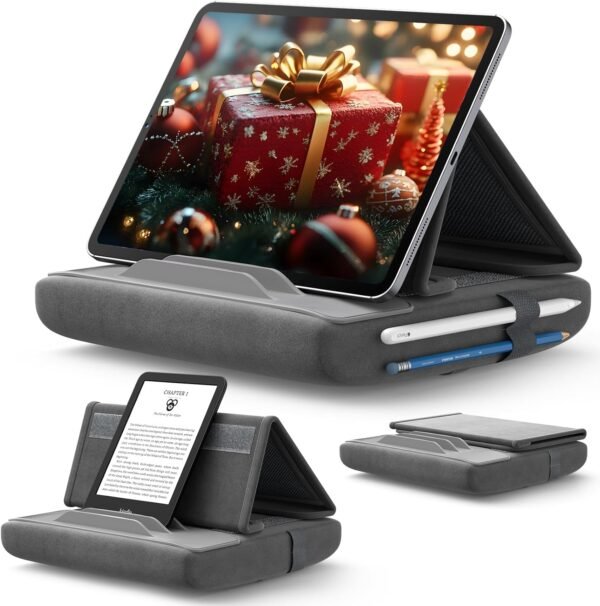 JSAUX Support Tablette, Coussin de Support pour Tablette Compatible avec iPad Pro 11 10.5 9.7 10.2 Air Mini, Kindle, Tablettes, Galaxy Tab, iPhone et Plus 4-11" dispositifs pour Lit, Canapé - Gris