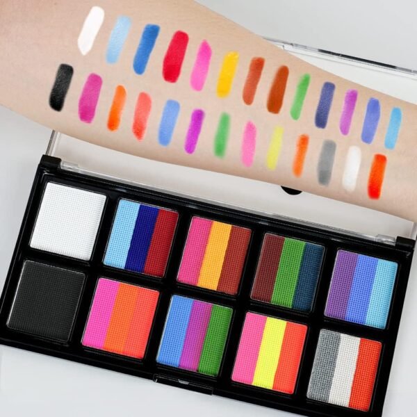 LOPHE Peinture Corporelle, Palette de Maquillage Enfants, Peinture pour le Visage, 10 Couleurs Palette de Tatouage de Peinture à I'huile, Sûr, pour Halloween, Noël, Carnaval, Soirées à Thème – Image 5