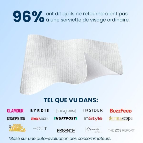 Clean Skin Club Serviettes Visage XL 100% Biologiques Certifiées USDA, Approuvées par les Dermatologues, Anti-Acné Serviettes Jetables pour le Visage et le Démaquillage, Ultra Douces – Image 2