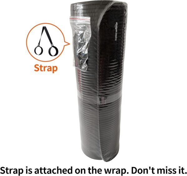 Amazon Basics 1/2-Inch Extra Thick Yoga and Exercise Mat with Carrying Strap, Black – Image 8