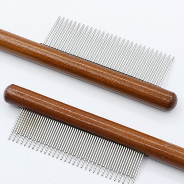 HDGSAFD Paquet De 3 Peignes pour Animaux De Compagnie avec Manche en Bois, Peignes De Toilettage pour Animaux De Compagnie, Outils De Soins Capillaires, Fournitures pour Animaux De Compagnie – Image 4