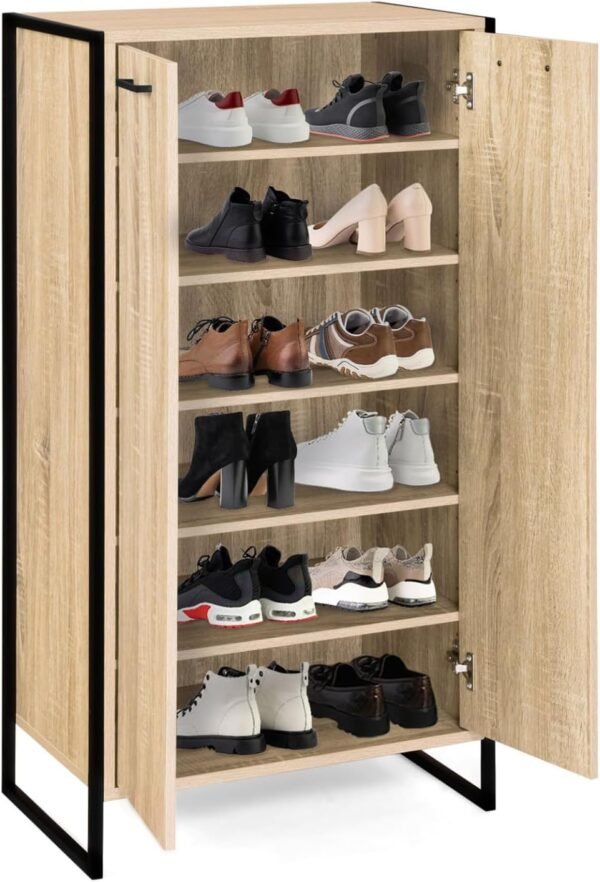 IDMarket - Armoire à chaussures 18 paires LUIS 2 portes design industriel – Image 4
