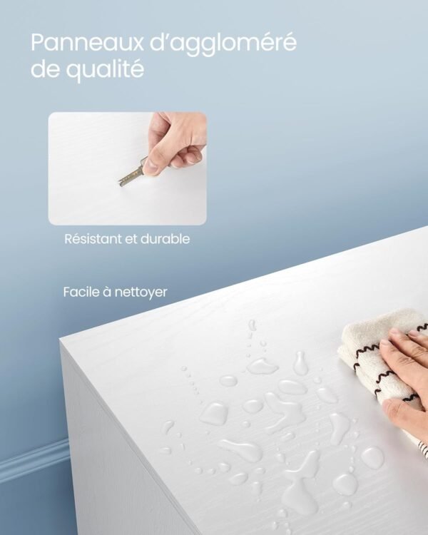 VASAGLE Meuble TV 2 Portes, Support Télé avec Étagères Réglables, Longueur 140 cm, pour Télévisions 60 Pouces, Salon, Salle à Manger, Chambre, Blanc Neige LTV027T46 – Image 6