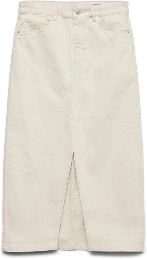 VERO MODA Jupe en Jean Longueur Mollet avec Fente 5 Poches Midi Skirt – Image 9