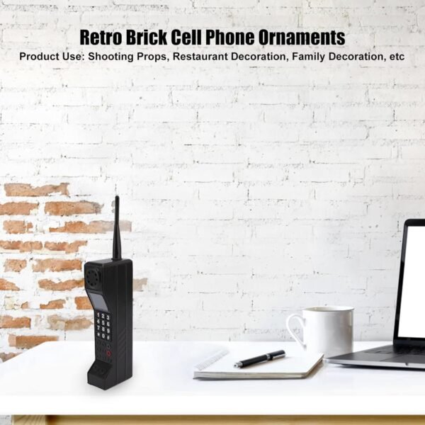téléavertisseurs et avertisseurs des années 90,Téléphone portable rétro des années 80, téléphone portable gonflable, ornement de téléphone portable en brique rétro(le noir) – Image 6