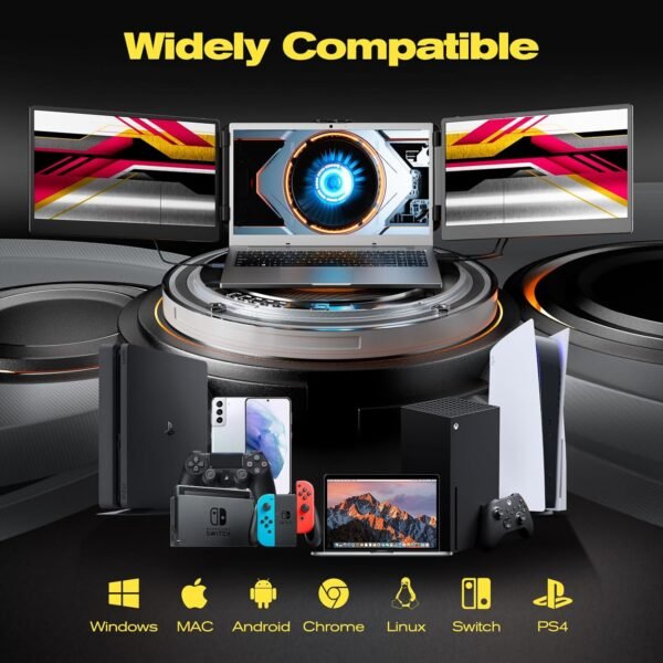 KEFEYA Moniteur Portable pour Ordinateur Portable, 14" Full HD IPS Display, Extension D'écran pour Ordinateur Portable,Compatible avec Mac Windows Chrome – Image 6