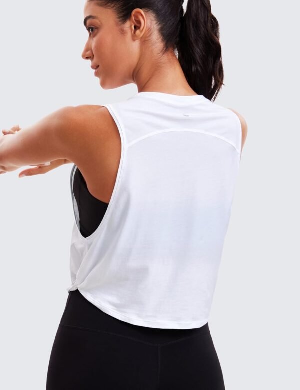 CRZ YOGA Femme Coton Débardeur Shirt sans Manches Corps de Sport Fitness Tank Tops – Image 3