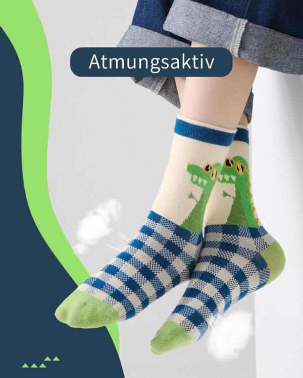 Kyopp Chaussettes rigolotes Enfants Filles et Garçons Drôles Chaussettes Animaux Coton Unisexe Kids Crew Socks 10 Paires 21-37 – Image 4