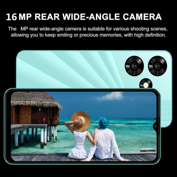 Téléphone Portable Débloqué 4G, 4Go+64Go Android 12 Waterdrop 6,56" , 8MP+18MP, 5435mAh ,Chargement Rapide Smartphone Pas Cher , 3 Slot-Dual SIM Telephone Portable Pas Cher WiFi/GPS/OTG/Type C-Vert – Image 3