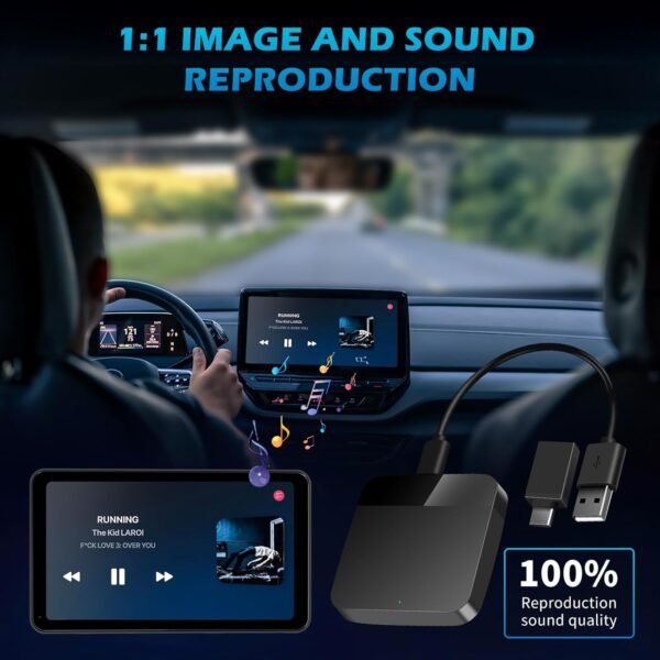 MEETOWN Adaptateur sans Fil pour Android Auto, Transforme Android Auto Filaire en sans Fil, Plug and Play avec USB-A & USB-C, Compatible avec Android 10+ – Image 5