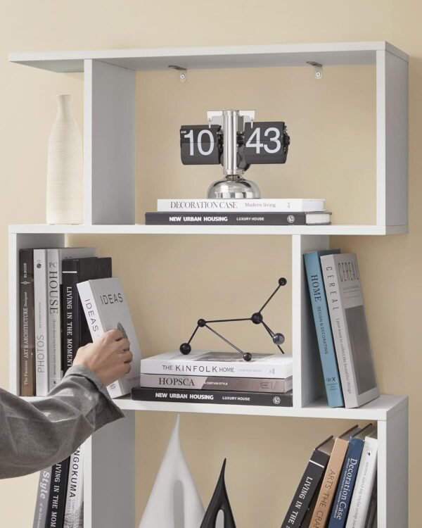 VASAGLE Bibliothèque, Étagère à 6 Niveaux, 24 x 70 x 191 cm, Meuble de Rangement, Cloison Séparateur, pour Salon, Chambre, Bureau, Blanc Nuage LBC61WT – Image 5