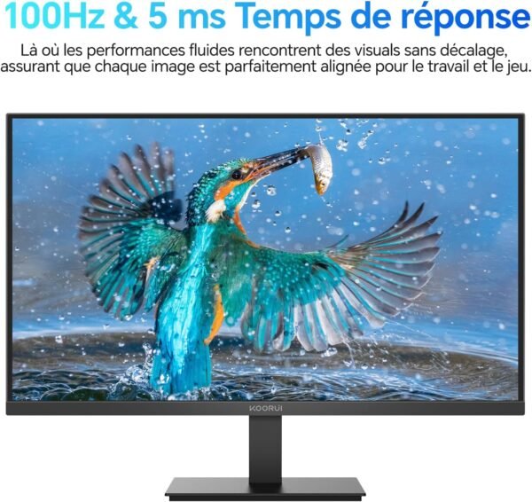 KOORUI E2412F 24 Pouces Ecran PC, FHD 1920 x 1080 100Hz Moniteur HDMI 1.4, Eye Care, inclinable de -5° à 15°, VESA 100 x 100mm – Image 2