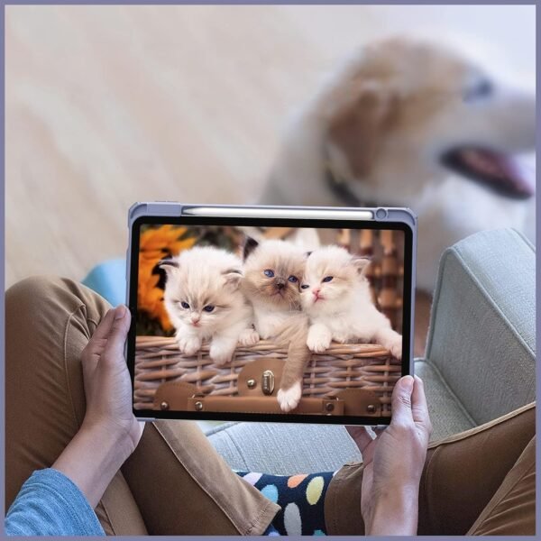 FINTIE Coque pour iPad Air 11 Pouces M3/M2 (2025/2024), iPad Air 5/4 10.9 Pouces (2022/2020) - [Rangement de Stylet] Housse Transparente Claire Etui Antichoc Veille/Réveil Auto, Gris Lavande – Image 9