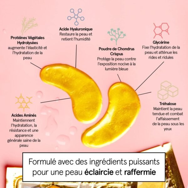 Grace & Stella [24 Paires, Or] Patch en Gel qui Réduit les Cernes Sous les Yeux, Anti Rides, Anti Poche - Vegan & Cruelty-Free, Soins des Yeux – Image 4