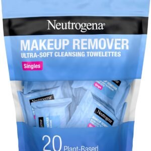 Neutrogena Makeup Remover Cleansing Towelette Singles, Daily Face Wipes To Remove Dirt, Oil, Makeup & Waterproof Mascara, Individually Wrapped, 20 Count