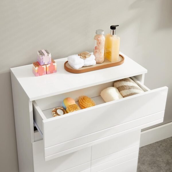 VASAGLE Meuble de Salle de Bain sur Pied, Meuble de Rangement avec tiroir, Armoire à Double Porte, étagère réglable, pour entrée, Couloir, 60 x 30 x 80 cm, Blanc BBK140W01 – Image 7