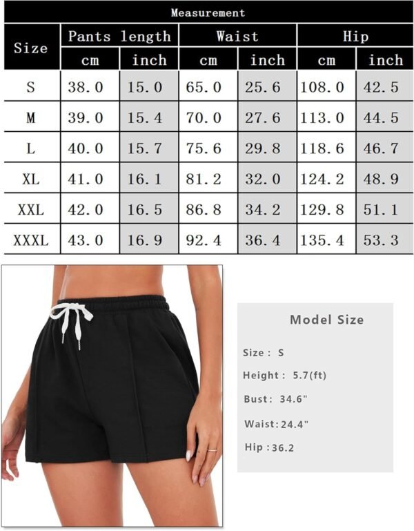 Crewhpo Short Femme en Coton Pantalon Court Été de Couleur Unie Bas de Survêtement Court Taille Élastique Short de Sport Taille Haute per Jogging Fitness – Image 6
