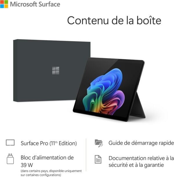 Microsoft Surface Pro , Copilot+ PC , Ecran tactile 13”, Snapdragon® X Plus , 16Go RAM , SSD 512Go , Dernier Modèle, 11ème Edition , Noir – Image 5