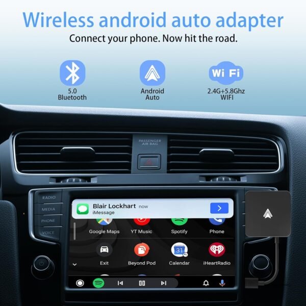 Vinmooog Adaptateur Android Auto sans Fil Wireless, Dongle USB pour OEM Filaire Pour Autos Von 2016, Compatible Android12 et superieur – Image 2