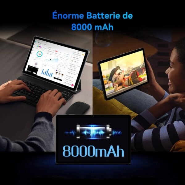TABWEE T90 Android 15 Tablette avec Clavier - 11 Pouces, 24 Go+ 128 Go(2To TF), Unisoc T615, 8000 mAh, 13 MP+5 MP, Gemini AI, Widevine L1, 5G WiFi, Claviers, Souris, Stylet et Tablette Tactile – Image 7