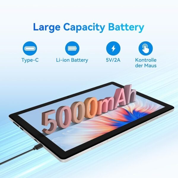 Android 14 Tablette 10 Pouces 10Go RAM + 64Go ROM (1To Extensible) Octa-Core GMS 1280*800 IPS HD Touchscreen Tablette Tactile BT 5.4 WiFi 6 Widevine L1 5000mAh Tablettes PC Dynamic Halo (Noir) – Image 7