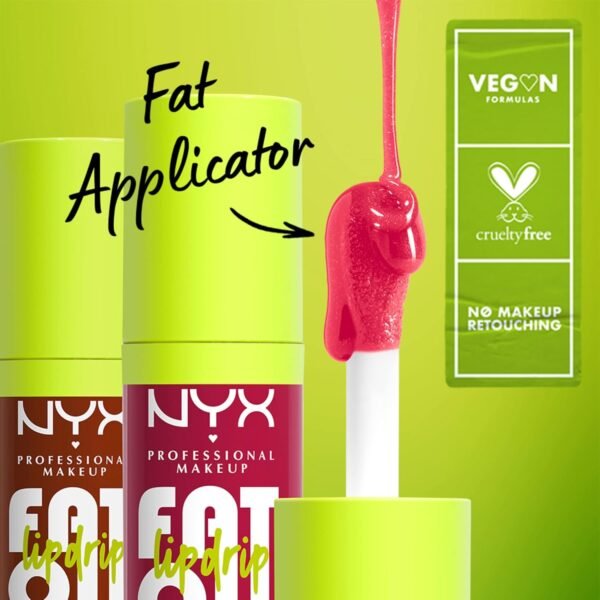 NYX Professional Makeup Gloss Huile à Lèvres de Squalane Fat Oil Lip Drip, Haute Brillance, Fini Non Collant, Hydratation 12H, Applicateur Extra Large, Mûre & Framboise, Missed Call – Image 4