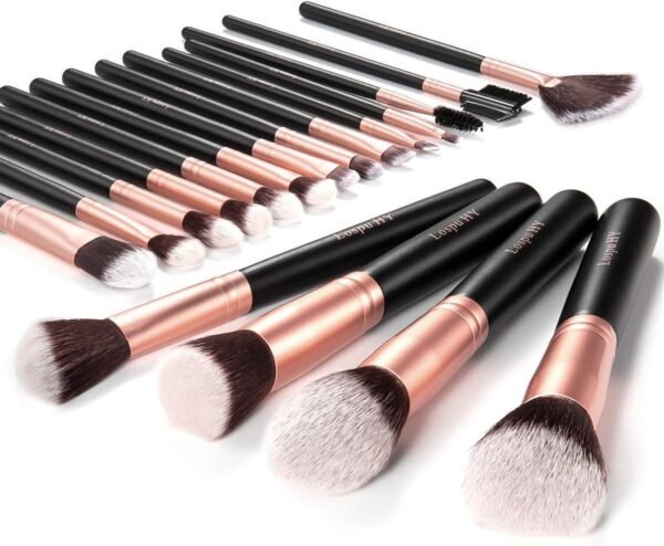 18 PCS Set Pinceaux Maquillage Rose Doré Synthétiques Haut De Gamme pour fond De Teint Mélange Poudre pour Le Visage Blush Concealers Ombres à Paupières – Image 2
