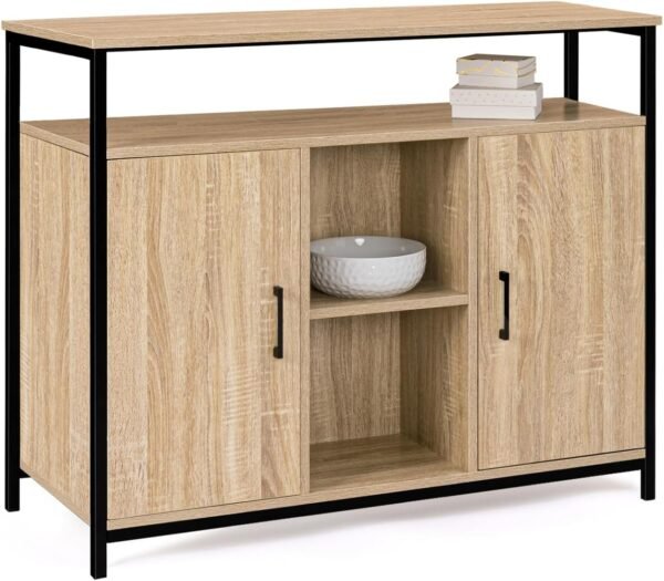 IDMarket - Buffet 2 Portes 100 cm Detroit avec étagères Design Industriel