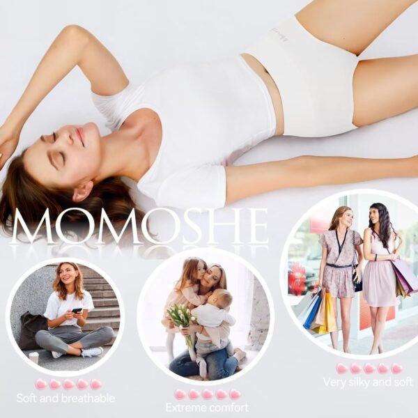 Momoshe Culotte Femme Coton Taille Haute Lot de 5 Elasticité Ventre Plat Post Accouchement Gainante Slip Shorts Shorty pour Femmes Sport Extensibles Doux Décontracté Boxer sous-Vêtements – Image 6