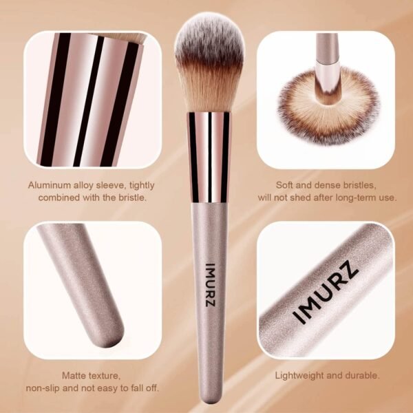 18PCS Pinceau maquillage,Set Pinceaux maquillages professionnel pour fond de teint, mélange de poudre, fard à joues,contour des yeux, pinceaux de maquillage avec champagne doré – Image 6