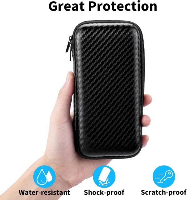 ACOCOBUY Organisateur Accessoires Électroniques, Etui pour Disque Dur Externe 2,5" Pochette Voyage Portable Résistant Aux Chocs Étui de Transport Organiseur de EVA Sac Power Bank Étui Sac Fibre Noir – Image 6