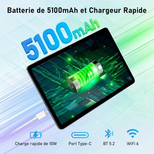 Blackview Tab60 WiFi Tablette Android 15, 12Go+128Go(2To TF) Octa Core Tablette Taclite WiFi 6, 10 Pouces Batterie 5100mAh 8MP+5MP Widevine L1 avec GMS, BT5.2 – Image 5