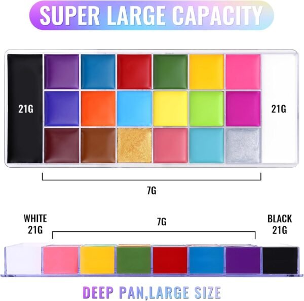 UCANBE Peinture Visage 20 Couleurs - Fard Gras Peinture Corporelle Longue Durée Sécurité, Palette de Maquillage Halloween pour Théâtre, Carnaval, Scène, Clown, Cosplay – Image 7