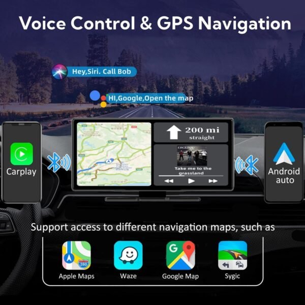 Écran de Voiture Carplay et Android Auto sans Fil - Radio Portable de 9,3 Pouces avec Ecran Tactile, Mirror Link - Carplay Écran pour Voiture avec Contrôle D'assistance Vocale – Image 3