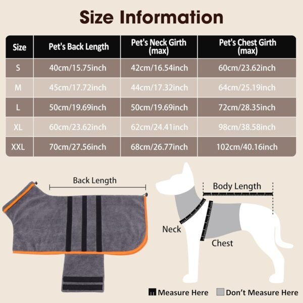 HezzLuv Peignoir Microfibre pour Chien – Séchage Rapide, Super Absorbant, Idéal pour Chiens Moyens et Grands – Peignoir Doux et Confortable, pour Bain et Promenade – Image 5