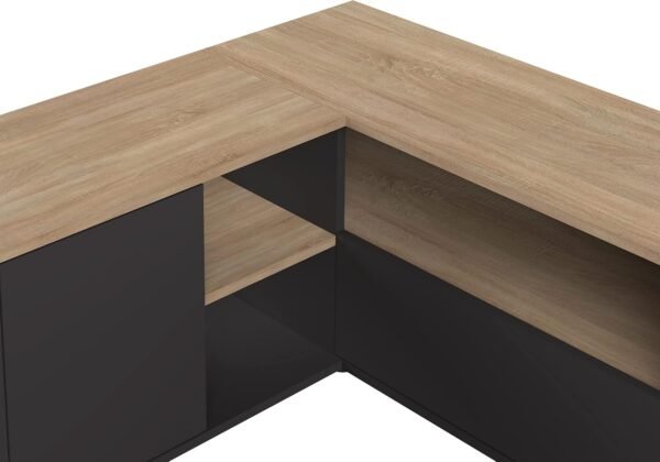 Symbiosis Angle Meuble Tv Noir et Chêne Naturel 90x90x45 cm – Image 7