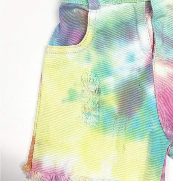 Peacolate 3-10A Enfants Filles Combinaisons et Combinaisons Bavettes Colorées Tie Dye Shorts Bretelles Shorts Jeans Pantalons – Image 6