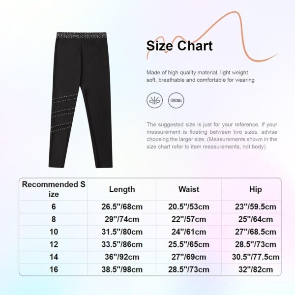 ranrann Enfant Fille Pantalon Patinage Artistique Collant Legging Sport Danse Gym Fitness Elastique Pantalon de Yoga 5-16 Ans – Image 7