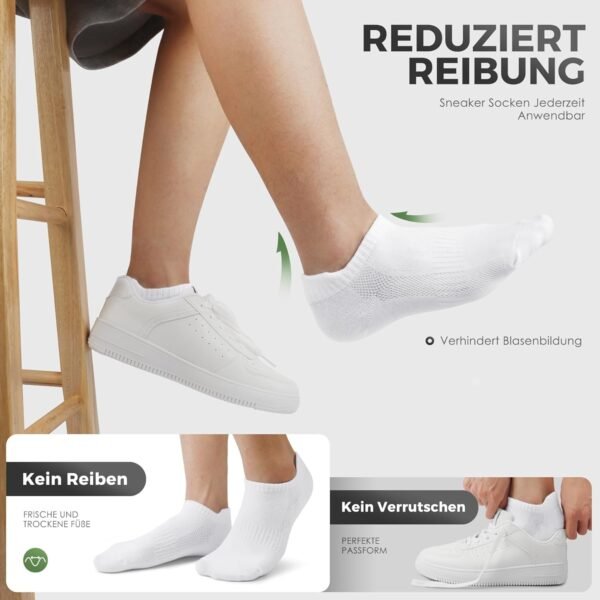FALARY Sneaker Chaussettes de Sport Pour Hommes Et Femmes, 10 Paires de Chaussettes Courtes, Coton, Chaussettes de Sport Respirantes, Chaussettes de Course en Plein Air, Taille 35-50 – Image 3