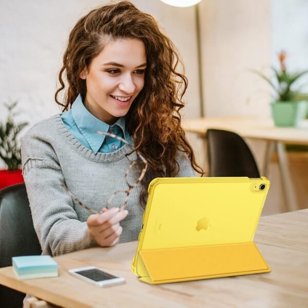 FINTIE Coque pour iPad (A16) 11ème Génération 11 Pouces 2025, iPad 10ème Génération 10.9 Pouces 2022 - [Rangement de Stylet] Coque Rigide Transparente Givrée, Housse Légère Fine, Jaune – Image 8